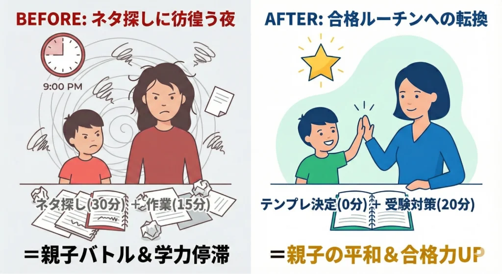 自習ノートの活用法を「ネタ探しの無駄」から「受験対策への転用」へ変えるビフォーアフター。